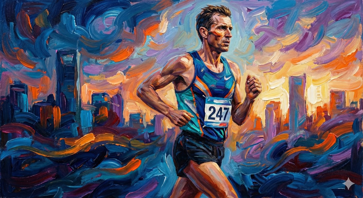 Biegacz podczas Maratonu Warszawskiego